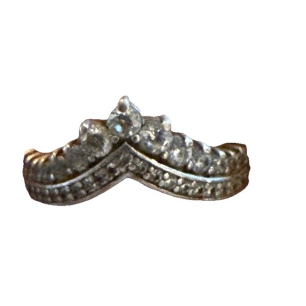 Pandora Princess Wishbone Ring Size 54 (6.5) Sterling Silver Tiara Crown